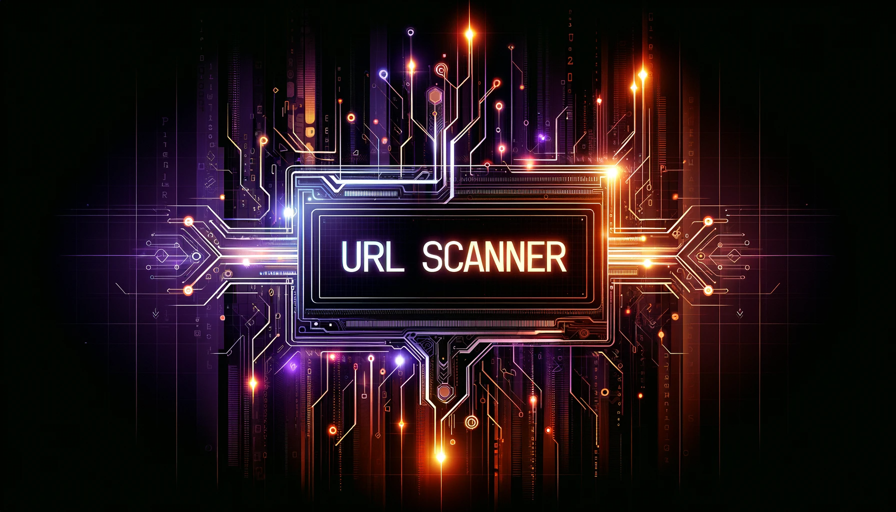 Digital illustration of a futuristic URL scanner interface